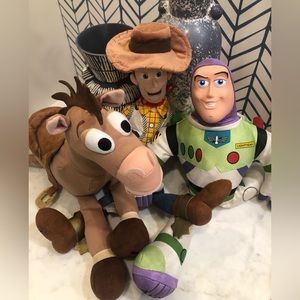 3 Plush Disney Characters Buzz Lightyear, Woody and Woody’s Horse Toy Story